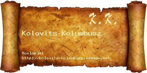 Kolovits Kolumbusz névjegykártya
